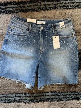 Judy Blue Light Blue Rhinestone Embellished Cutoff Jean Shorts